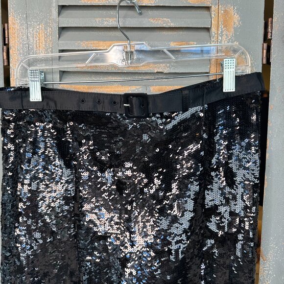 Proenza Schouler Sequin Wide Leg Karate Pants Black Sz S - Picture 2 of 15